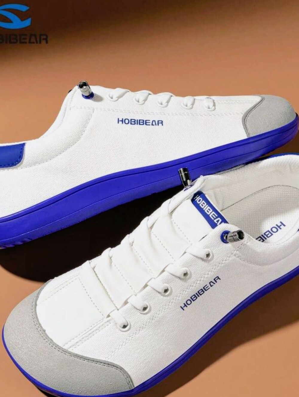 Hobibear White Canvas Sneakers with Blue Accent